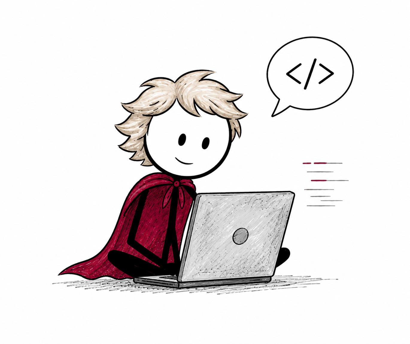 UX developer за ноутбуком отвечает на вопросы
